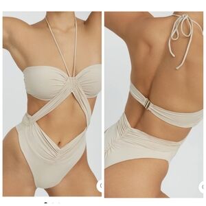 Riot Wear Phoenix One Piece Coconut Medium Neutral Beige Minimalist Cutout Pool